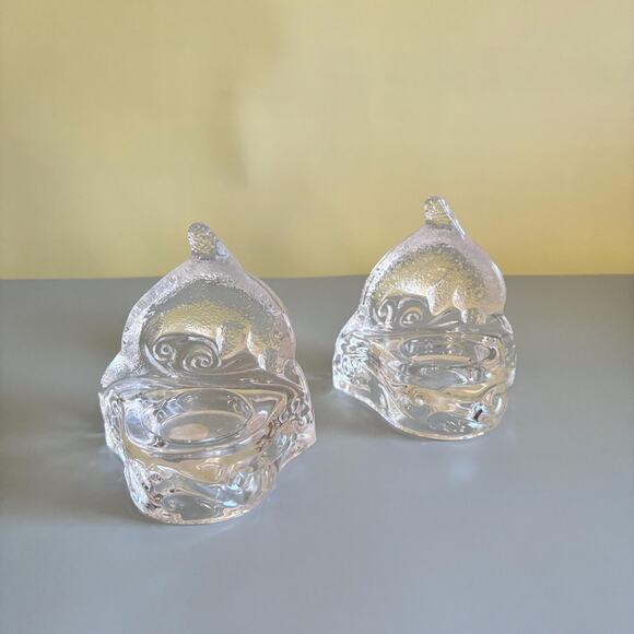Partylite Dolphin Tealight Holders-Heavy Glass Candle Set-Retired Coastal Décor - Picture 7 of 7